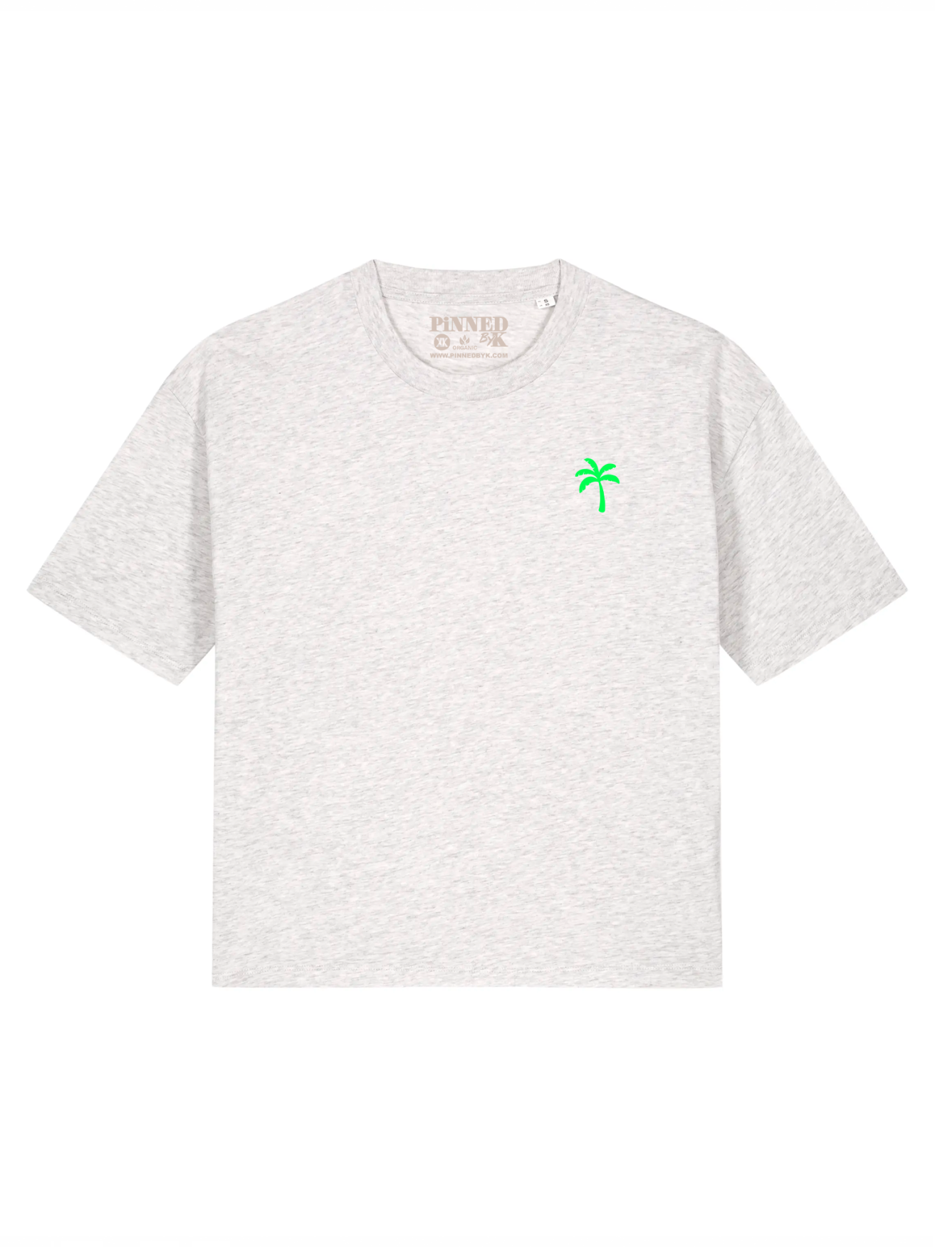 Boxy T-shirt Palm Tree Mini Neon Green Velvet Chest