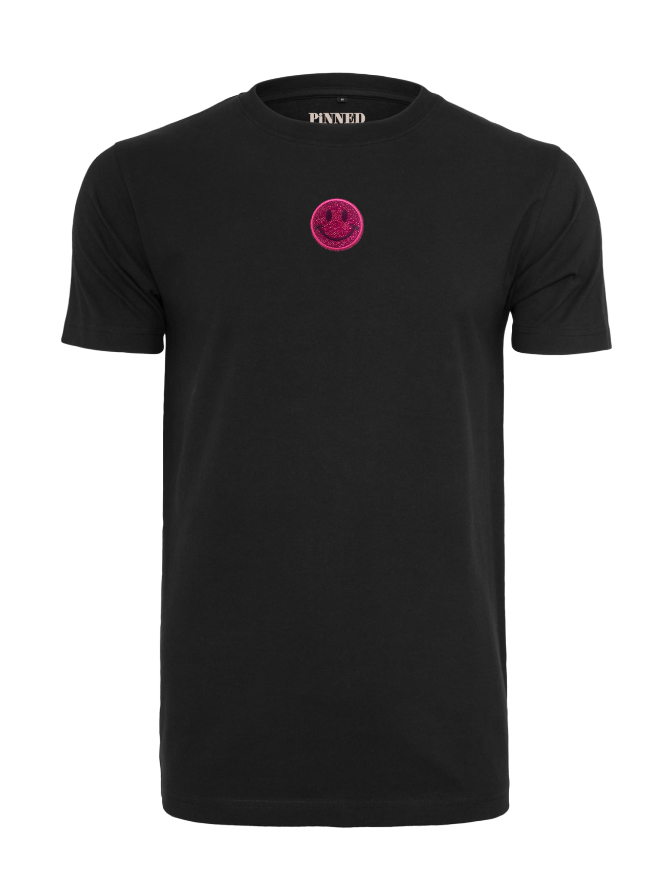 Curve T-shirt 3D Smiley Pink Glitter - Black