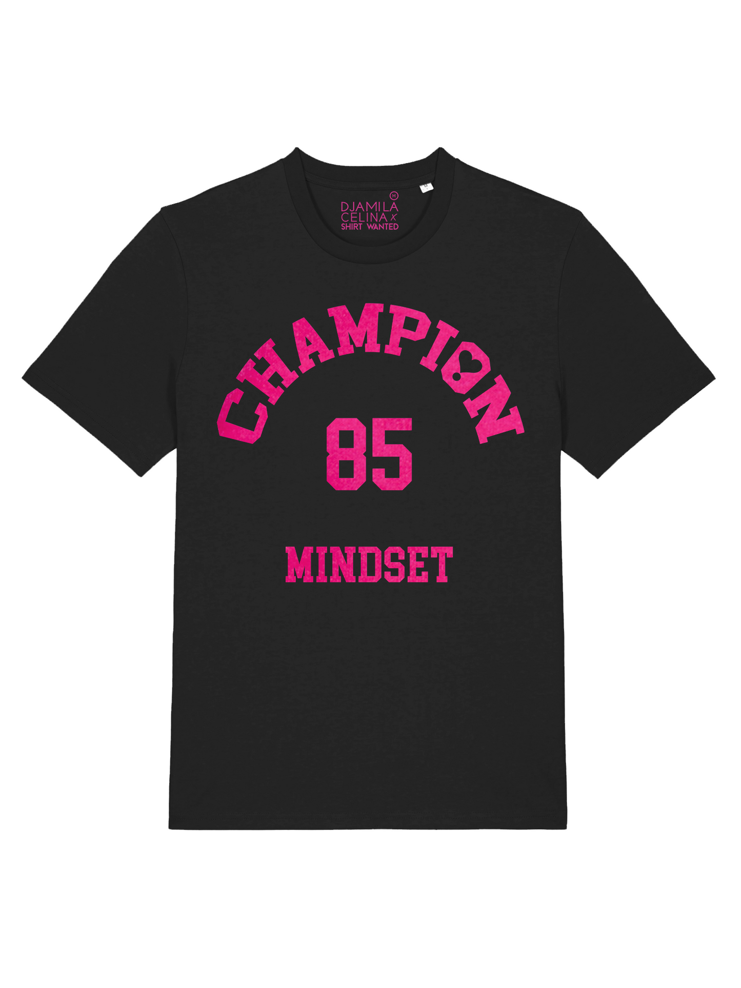 T-SHIRT DJAMILA CELINA CHAMPION PRINT PINK – BLACK