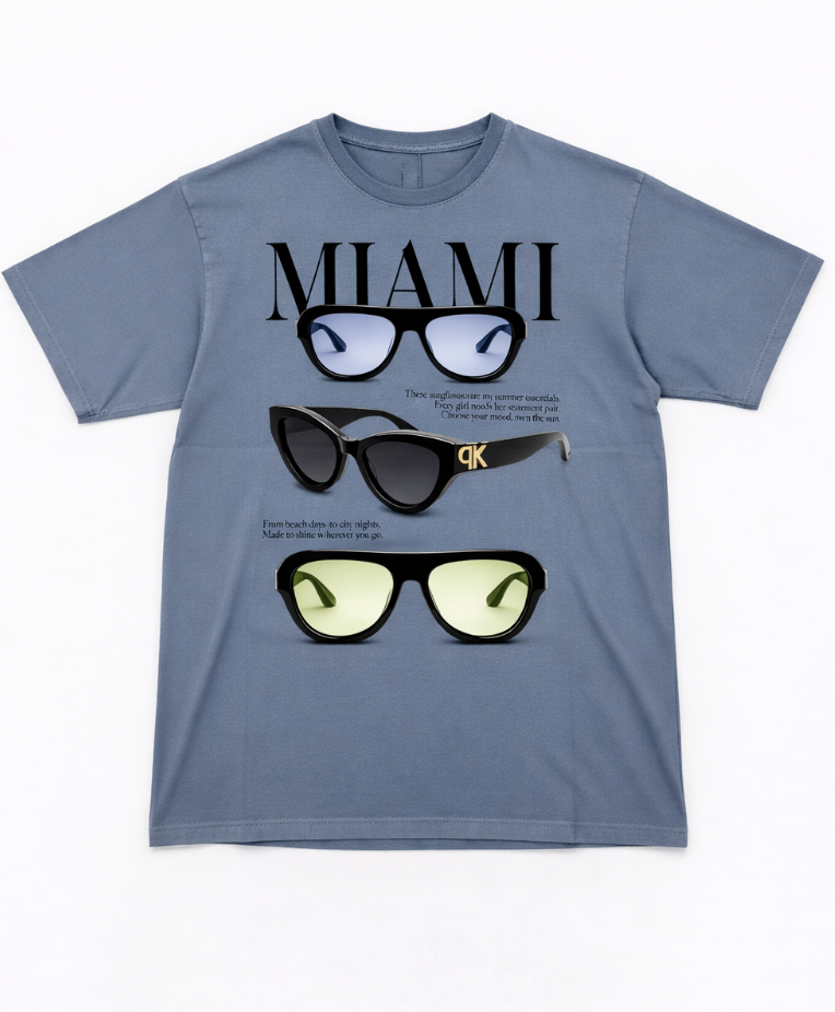 T-shirt Washed Miami Blue