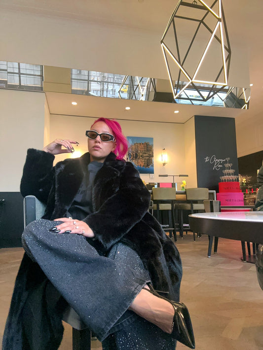 Djamila Celina Jack Long fur Black