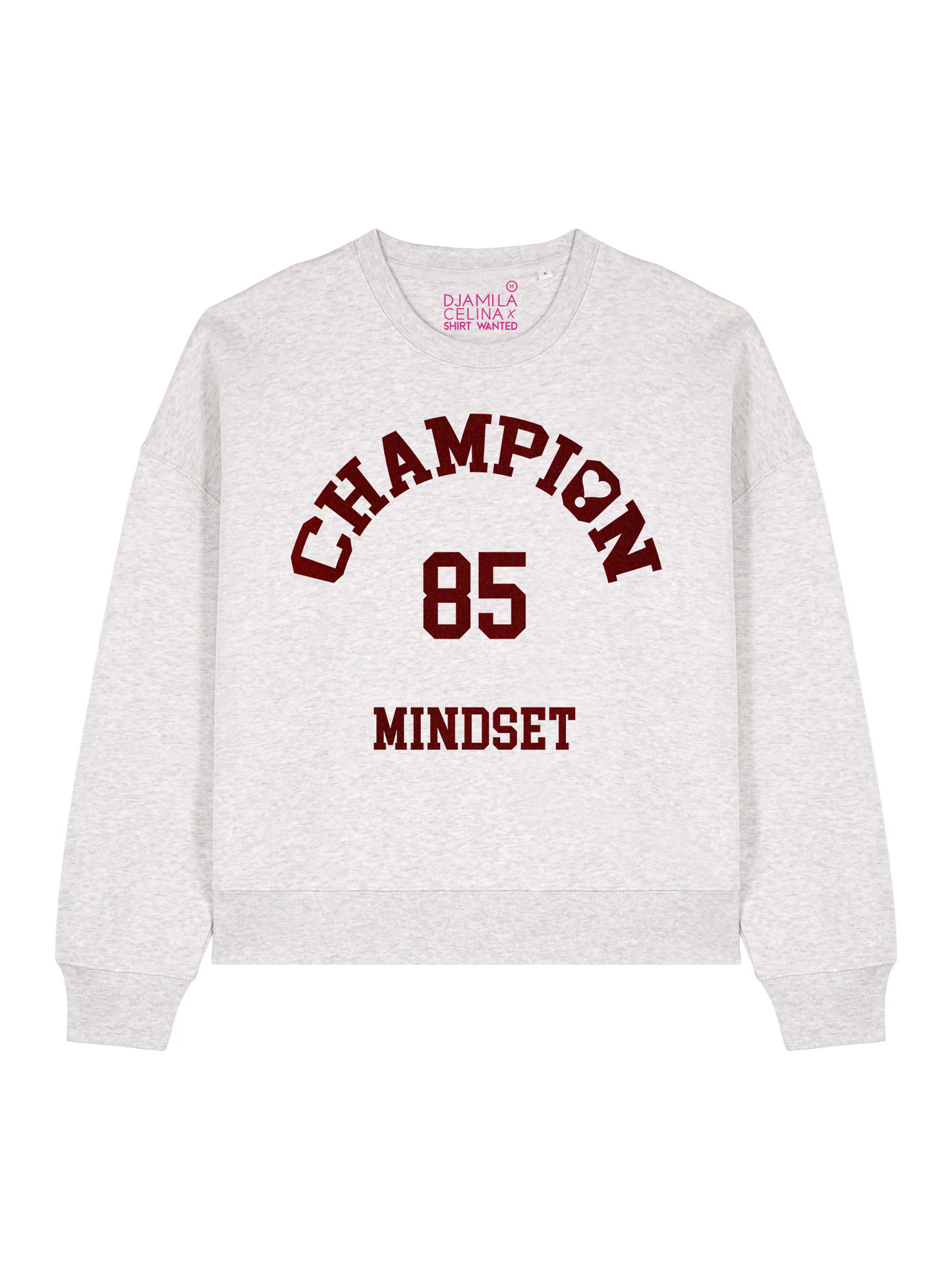 BOXY SWEATER DJAMILA CELINA CHAMPION BORDEAUX VELVET – HEATHER GREY