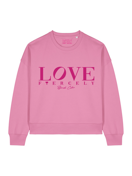 BOXY SWEATER LOVE FIERCELY PINK