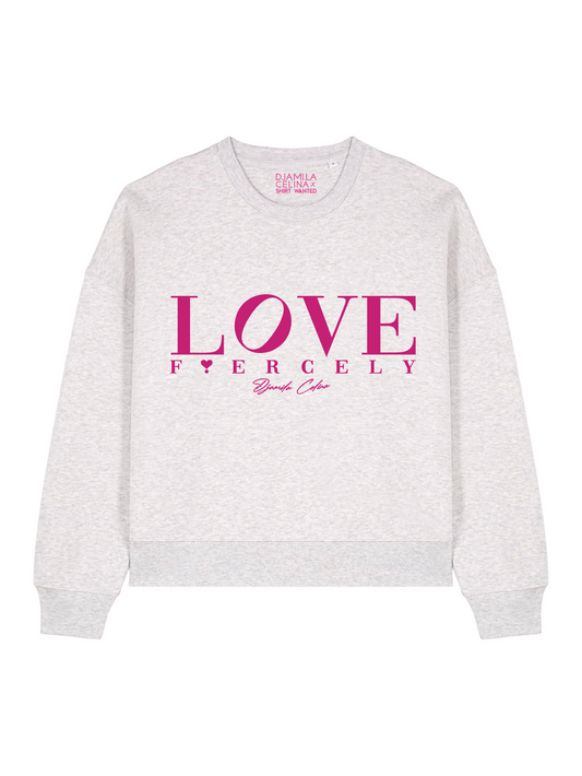BOXY SWEATER LOVE FIERCELY PINK