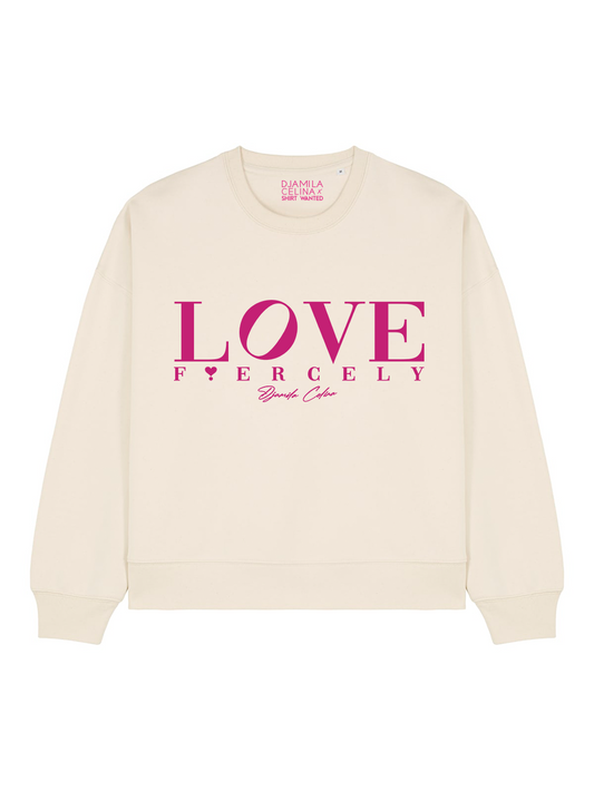 BOXY SWEATER LOVE FIERCELY PINK