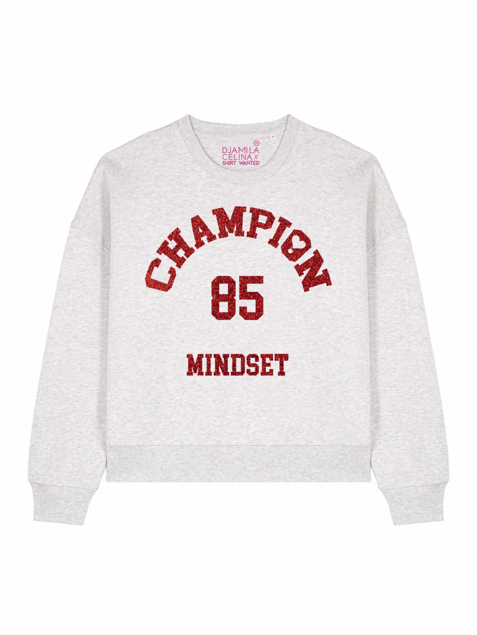 BOXY SWEATER DJAMILA CELINA CHAMPION BURGUNDY GLITTER- HEATHER GREY