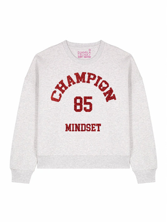 BOXY SWEATER DJAMILA CELINA CHAMPION BURGUNDY GLITTER- HEATHER GREY