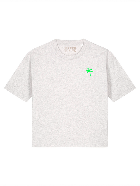 Boxy T-shirt Palm Tree Mini Neon Green Velvet Chest