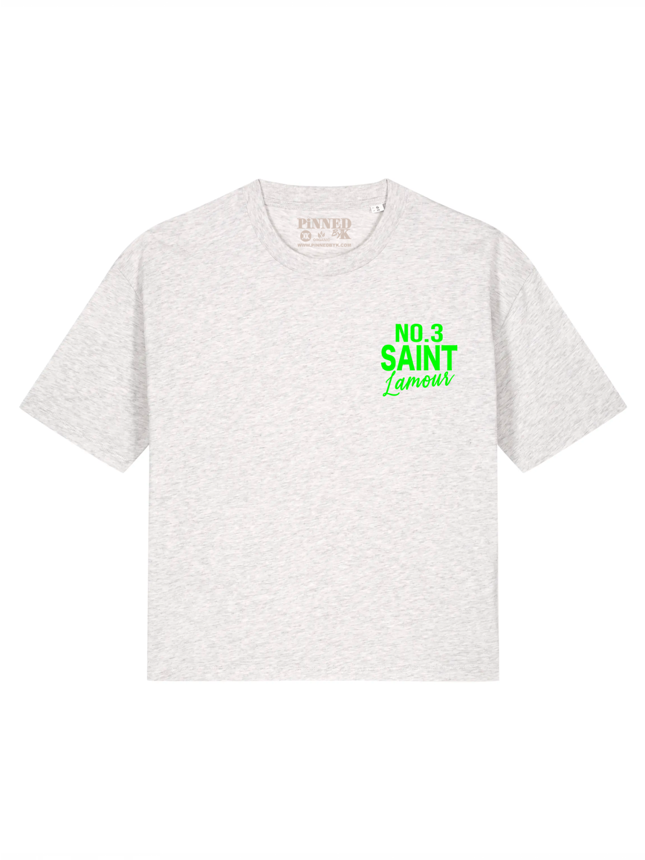 Boxy T-shirt Saint L'amour Neon Green Velvet - Heather Grey