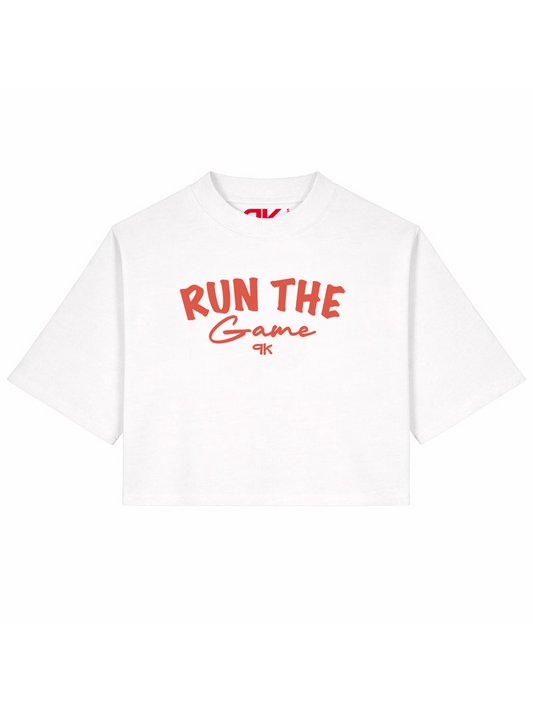 Cropped T-shirt Run The Game Coral