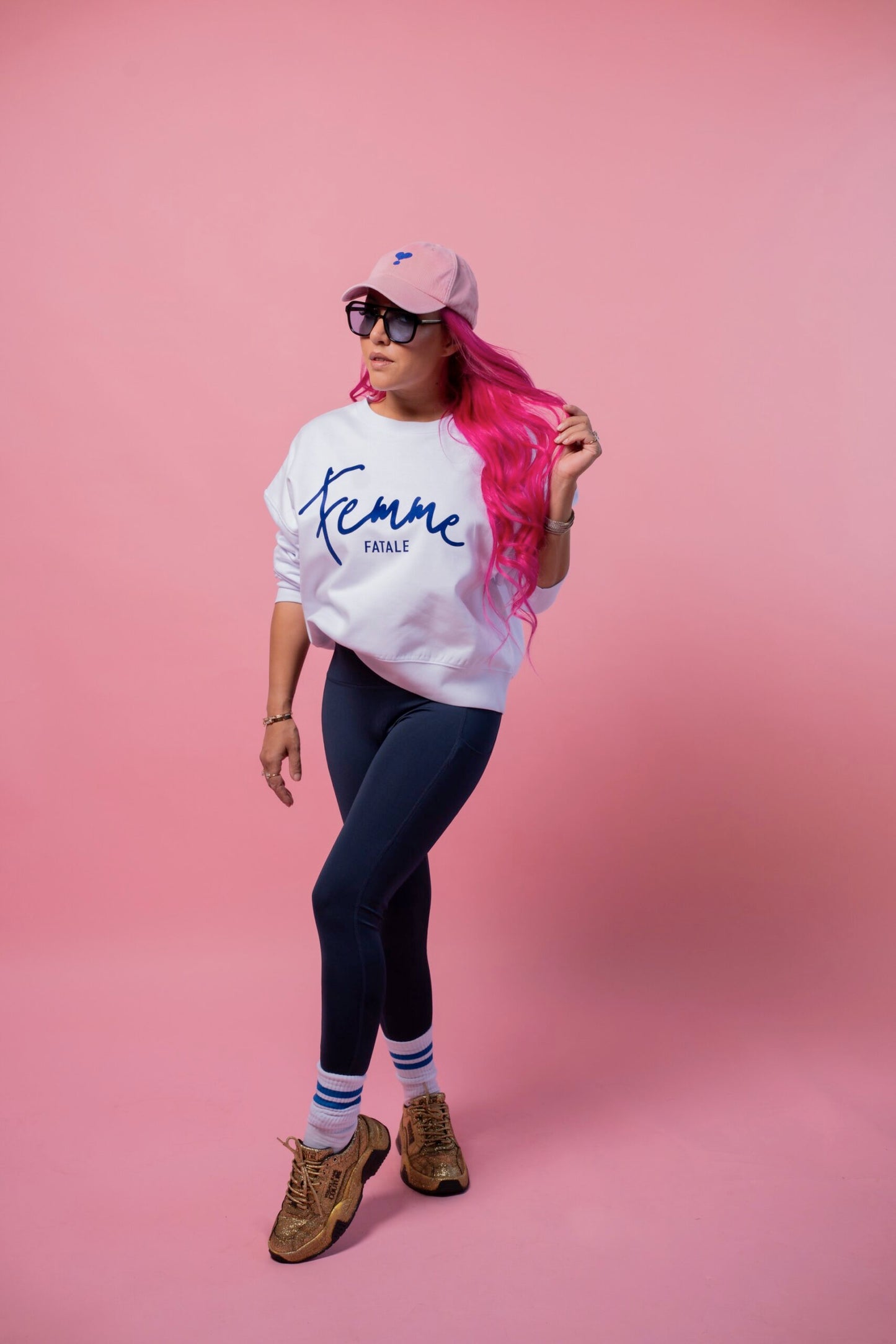 SPORT LEGGING BLUE DJAMILA CELINA WHITE HEART