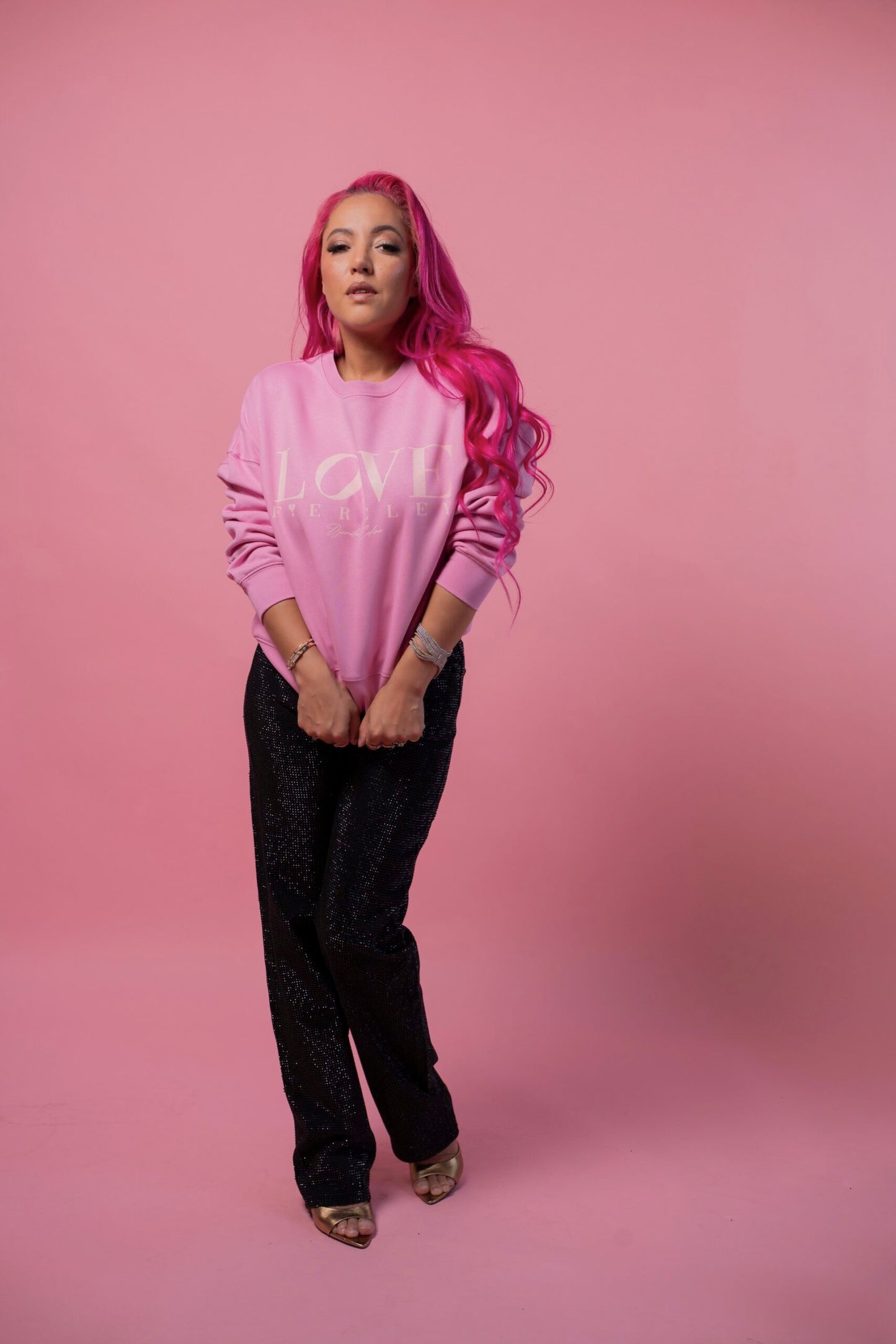 BOXY SWEATER LOVE FIERCELY PEACH