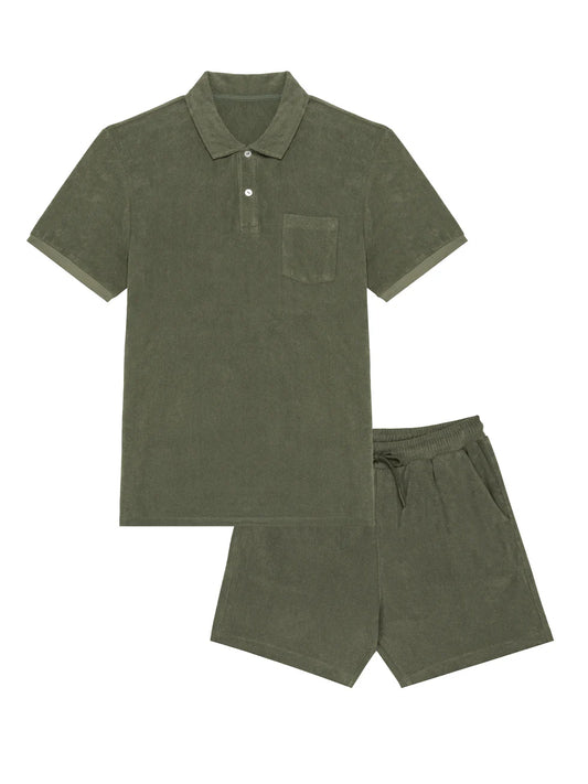 Men Set Badstof Basic – Khaki