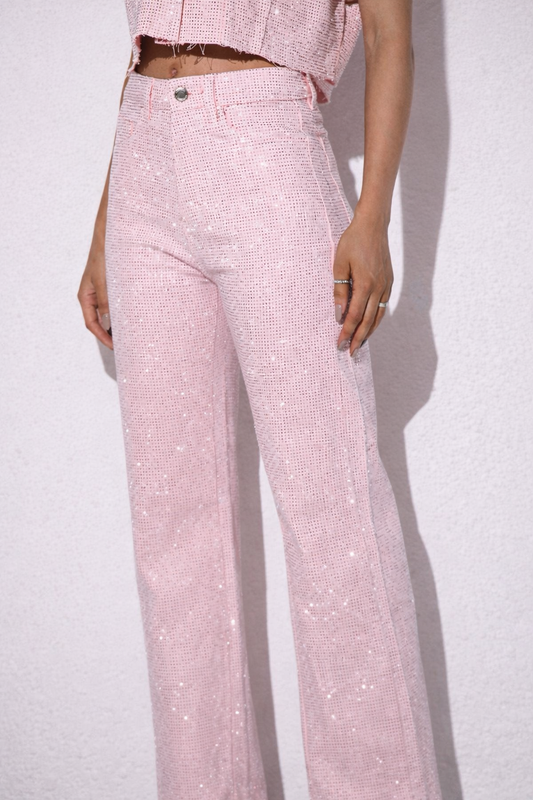 Djamila celina jeans glitter pink