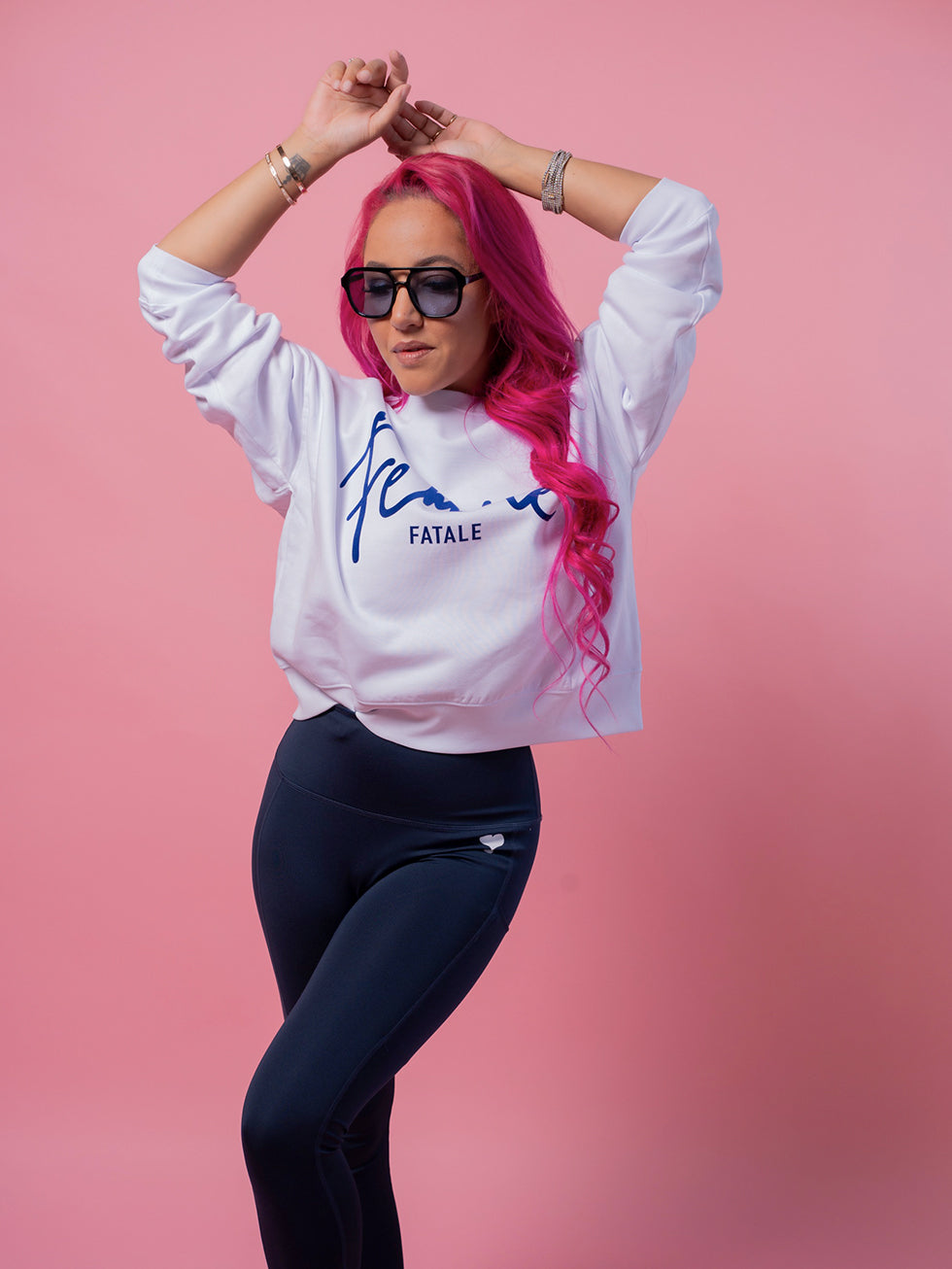 SPORT LEGGING BLUE DJAMILA CELINA WHITE HEART