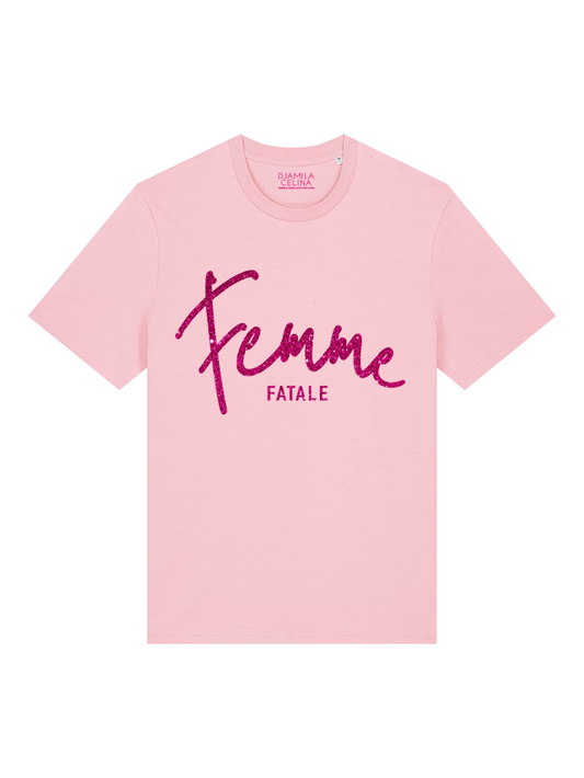 T-SHIRT FEMME FATALE HOT PINK GLITTER