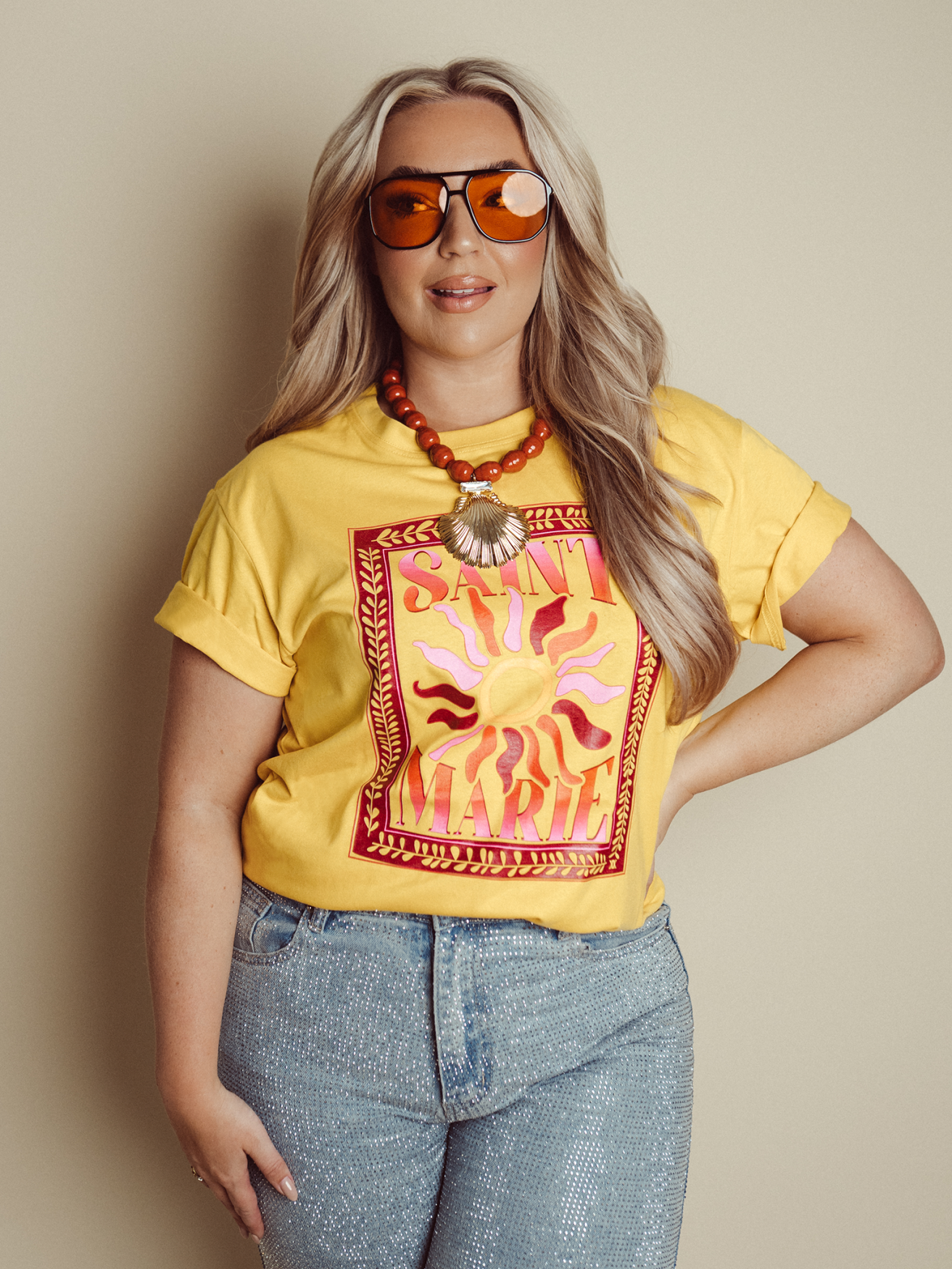 Curve T-shirt Saint Marie -  Yellow