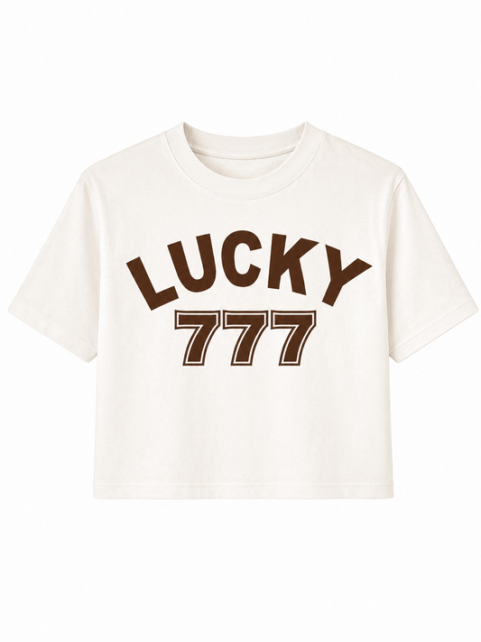Cropped T-shirt Lucky 777 Brown