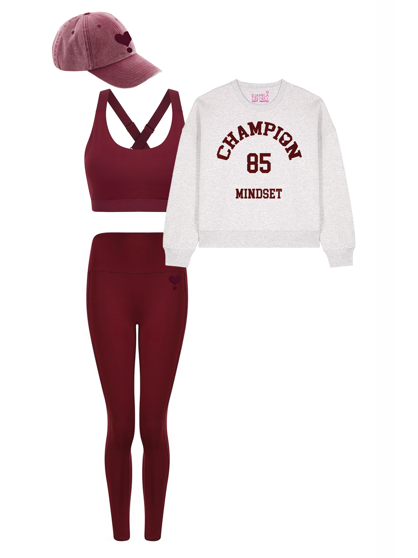 BOXY SWEATER DJAMILA CELINA CHAMPION BORDEAUX VELVET – HEATHER GREY